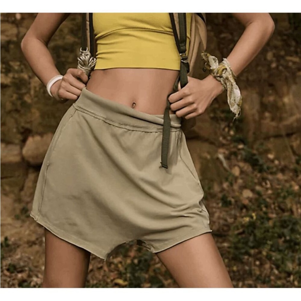 Free People High Waist Olive Tan Skort
